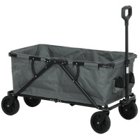 Outsunny Carro de jardín 120 kg de capacidad, plegable, carro de transporte con lona extraíble 160 L Gris oscuro