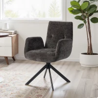 HOMCOM Sillón tapizado, sillón de acento, diseño moderno, giratorio, hasta 120 kg, negro(m-5)