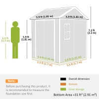 Outsunny 6 x 6ft Garden Shed with Floor, Window, Lockable Doors and Vents, Wood Effect Resin Tool Shed for Outdoor Patio, Grey(m-3)