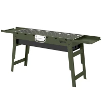Outsunny Portable BBQ Grill, Foldable Charcoal Grill for Camping and Picnics with 2 Side Shelves and Handle, Green(m-11)