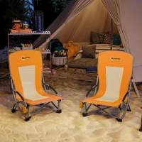 Outsunny Set mit 2 klappbaren Strandstühlen, leichter klappbarer Campingstuhl, Tragetasche, Getränkehalter, 70 x 58 x 79 cm, Orange(m-4)