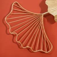 HOMCOM Decoración Mural 3D en Metal, Arte Mural Dorado con Hojas de Ginkgo 138x70cm(m-5)