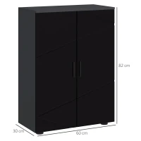 kleankin Mueble de baño 2 puertas en madera con 3 estantes y cierre amortiguado, 60x30x82 cm, Negro(m-3)
