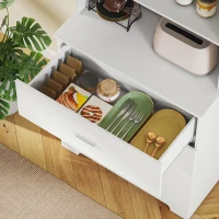 HOMCOM Bücherschrank Hochschrank Vitrinenschrank mit 3 Schubladen, 3 offen Regalen, für Wohnzimmer Küche, 79x39,5x180 cm, Weiß(m-7)