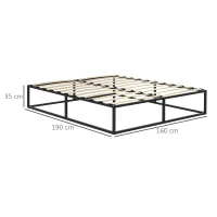 HOMCOM Estructura de Cama con Lamas de Contrachapado y Contenedor Inferior, 190x160x35 cm, Negro y color madera(m-3)