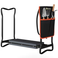 Outsunny Tabouret de Jardin Pliable avec Coussinet EVA Siège de Jardin avec Sac à Outils à la Taille Carga 150kg(m-1)