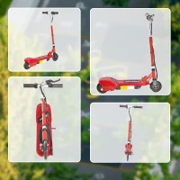 HOMCOM Folding Electric Scooter Rechargeable Kids Ride on 7-14 Age Red/Black(m-8)