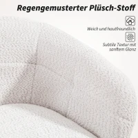 HOMCOM Gepolsterter Bürostuhl mit Plüschbezug, Wannen-Design, rollbarer Schreibtischstuhl, Stahlbasis, Creme+Schwarz(m-4)