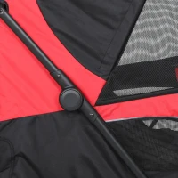 PawHut Foldable Pet Stroller for Large Dogs with Four Big Wheels, Shock-Absorbing Frame, Safety Leashes, Brakes, Red/Black(m-11)