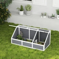 PawHut Maison enclos cage pour petit animal tortue en bois avec couvercle ouvrable, loquets, 2 espaces distincts, gris(m-10)