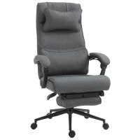 Vinsetto Silla de Oficina Ergonómica de Altura Regulable con Reposabrazos y Reposapiés, 66x70x115-123 cm, Gris(m-1)
