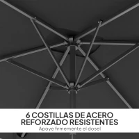 Outsunny Sombrilla de Aluminio 198x294x255 Parasol Rectangular de Jardín Inclinable con Manivela y Poste Desmontable Gris(m-7)