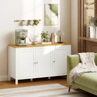 HOMCOM Aparador de Salón Armario de Almacenamiento con 3 Puertas con Estantes Ajustables Estilo Moderno 120x40x70 cm Blanco(m-9)