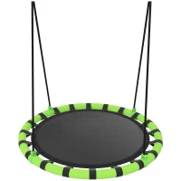 AIYAPLAY 100cm Diameter Kid Nest Swing Seat with Height Adjustable Ropes for Outdoor, Indoor, Black/Green(m-1)