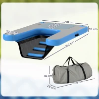 PawHut Rampa hinchable para bote para perro, plataforma flotante para deportes acuáticos 120 x 90 x 10 cm azul y gris(m-3)