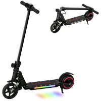 SPORTNOW Folding Electric Scooter for Kids, with Dual Brakes, Front Suspension, LED Colourful Lights, Black(m-10)