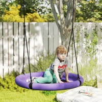 AIYAPLAY 100cm Diameter Nest Seat for Kids with Height Adjustable Hanging Ropes for Outdoor, Playground, Garden, Purple(m-2)