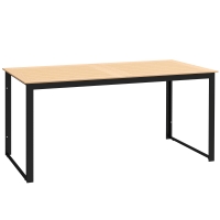 Outsunny Mesa de jardín para 6 personas 160 x 80 cm resistente a la intemperie Mesa de balcón con tablero de lamas, mesa buffet exterior Teca