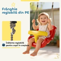 AIYAPLAY Leagăn pentru Copii de Interior și Exterior, Leagăn de Grădină pentru Bebeluși și Copii 9-36 Luni, Coardă Reglabilă și Centură de Siguranță(m-4)