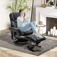 HOMCOM Relaxfauteuil met Massage en Voetenbank, Kunstleer, 79 x 82 x 101 cm, Ligfunctie(m-11)