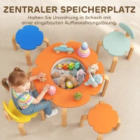 AIYAPLAY 5-teiliges Kindertisch- und Stuhl-Set, mit Aufbewahrungstasche, Blumenform, für Spielzimmer, Kinderzimmer, Holz, Bunt(m-5)