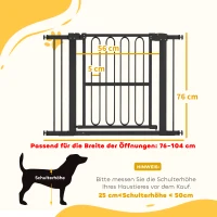 PawHut Türschutzgitter Hund, 76-104 cm Absperrgitter ohne Bohren, Treppengitter(m-3)