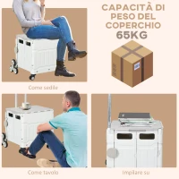 HOMCOM Carrello Spesa Pieghevole, Carrello in Alluminio, Ruote per Scale, Bianco(m-6)