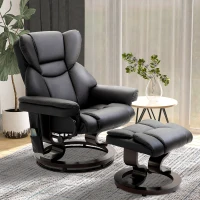 HOMCOM Relaxfauteuil met Massage en Voetenbank, Kunstleer, 79 x 82 x 101 cm, Ligfunctie(m-10)