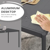 Outsunny Six-Seater Outdoor Table with Slatted Aluminium Top and Steel Legs(m-5)