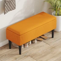 HOMCOM Banco Baúl de Poliéster y Madera para Dormitorio y Entrada, 95x38x45 cm, Naranja(m-5)