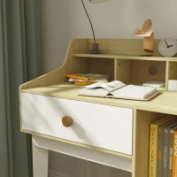 AIYAPLAY Set Mesa y Silla para Niños en Madera con Estante y Cajón, Edad 3-10 Años, Blanco y Madera(m-5)