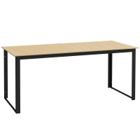 Outsunny Mesa de jardín metálica 175x78 cm resistente a la intemperie, mesa de balcón con efecto madera, antideslizante mesa de comedor Negro