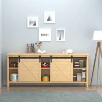 HOMCOM schuifdeursysteem looprail schuifdeurbeslag voor dubbele houten deuren accessoires koolstofstaal zwart 200 x 0,6 x 18 cm(m-10)