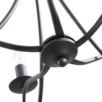 HOMCOM Lámpara de Techo Estilo Rústico, Acero Trenzado Negro con 5 Candelabros Regulables y Plegables Ф58 x 45cm(m-4)