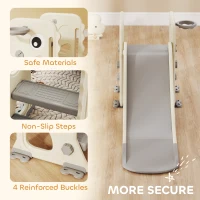 AIYAPLAY 3 in 1 Kids Slide with Climber, Basketball Hoop and Ball, Foldable Indoor Toddler Slide for Ages 2-5, Cream White(m-8)