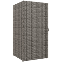 Outsunny Armario de Jardín en Rattan PE con 2 Compartimentos, 60x63x120cm, Gris