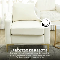 HOMCOM Butaca de Salón Tapizada en Terciopelo Acolchado Grueso Asiento Ancho Reposabrazos Almohadilla 81x77x81 cm Crema(m-8)