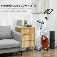 SPORTNOW Bicicleta Magnética Plegable de 8 Niveles de Resistencia con Asiento Ajustable, en Acero, 97x43x110 cm, Rojo(m-4)
