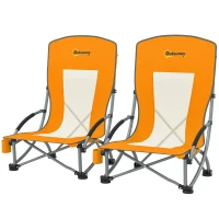 Outsunny Conjunto de 2 Cadeiras de Praia Dobráveis Cadeiras de Campismo Dobráveis Leves Saco de Transporte Porta-copos 70x58x79 cm Laranja(m-8)