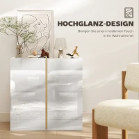 HOMCOM Kommode, Sideboard mit Soft-Close-Türen, anpassbares Regal, für Wohnzimmer, Küche, Esszimmer, Weiß(m-4)