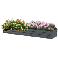 Outsunny Hochbeet, Gartenbeet, Kräuterbeet, wetterbeständig, offener Boden, 240 x 60 x 30 cm, Dunkelgrau(m-10)