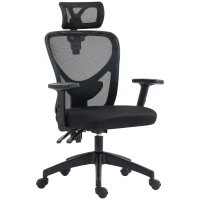 Vinsetto Silla de Oficina Ergonómica con Altura Regulable, Soporte Lumbar y Reposacabezas, 66x61x106-116cm Negro(m-1)