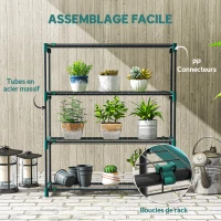 Outsunny Lot de 2 Étagères à Plantes 4 Niveaux Intérieur Extérieur, Supports pour Plantes en Métal, 90 x 28 x 104 cm, Vert(m-6)