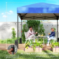 Outsunny Carpa Plegable Pop-up 3x3 m con 3 Paredes 2 Ventanas Altura Ajustable UPF50+ Bolsa Transporte y Sacos de Arena Azul(m-8)