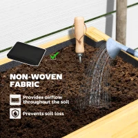 Outsunny Wooden Raised Garden Bed, Elevated Planter Box with Bed Liner, Drainage Holes and Storage Shelf, Raised Planter for Vegetables, Flowers, Herbs, 100 x 30 x 71 cm, Natural Wood Finish(m-6)