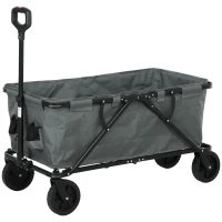Outsunny Carro de jardín 120 kg de capacidad, plegable, carro de transporte con lona extraíble 160 L Gris oscuro(m-7)