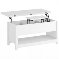HOMCOM Mesa de Centro Elevable y Extensible con Compartimentos Ocultos Estante Abierto 100x90x64 cm Blanco