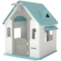 AIYAPLAY Casita Infantil Exterior e Interior 5 en 1 con Lanzamiento de Aros Baloncesto Fútbol Dardos para Niños +2 Años Beige(m-11)