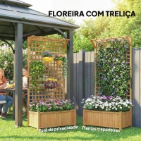 Outsunny Floreira com Treliça de Madeira Caixa de Plantio com Suporte para Plantas Trepadeiras 90x45x183cm Madeira(m-4)