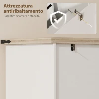 HOMCOM Buffet da cucina, con 4 ante, 6 portaspezie e ripiani regolabili, 76,3 x 40 x 136 cm, bianco(m-8)
